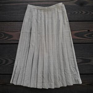 VTG Susan Bristol Black White Houndstooth Pleated Skirt Size 14 Preppy Academia